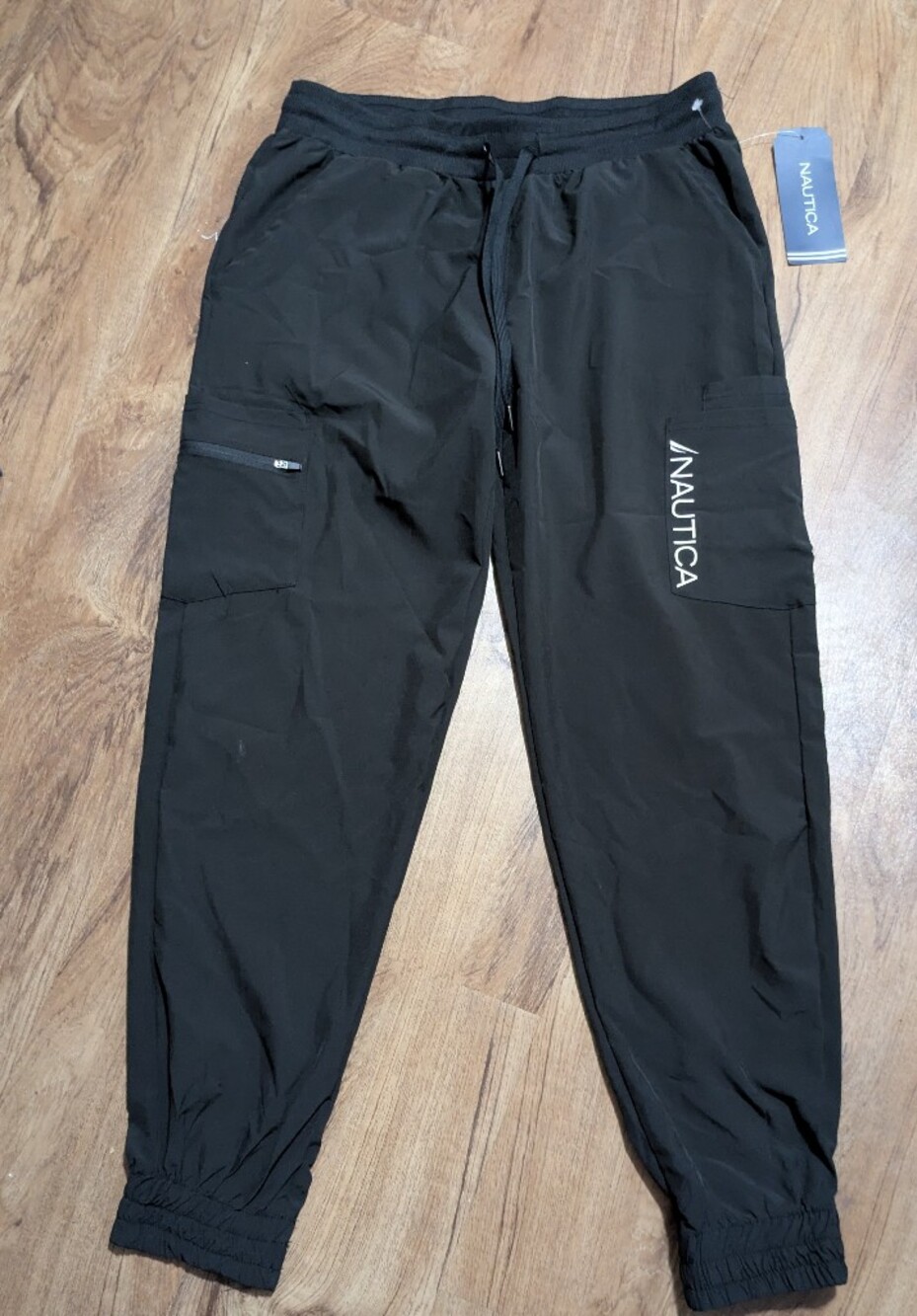 Nautica Black Athletic Jogger Pants with Logo